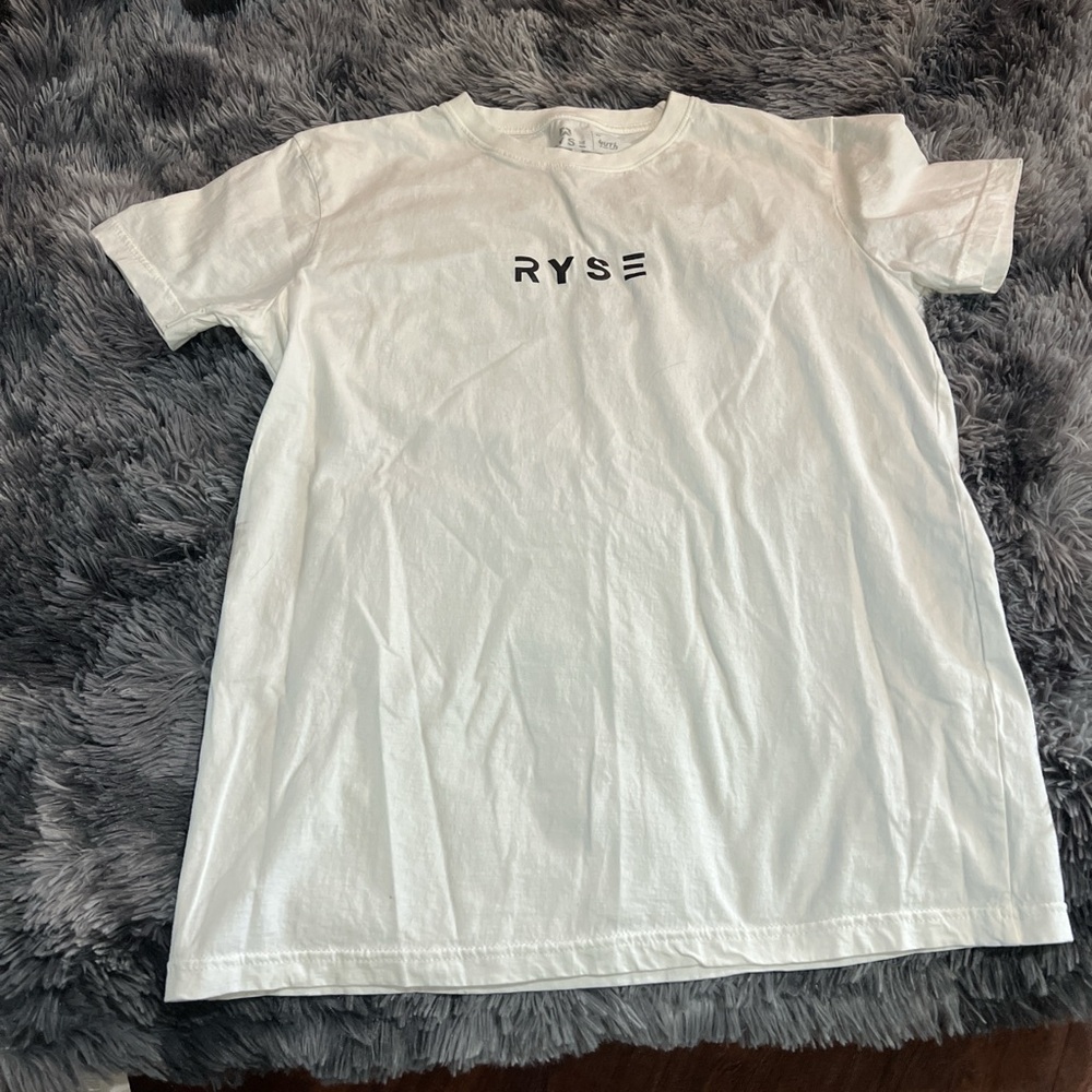 White Short Sleeve Tee with Minimalist Text Design